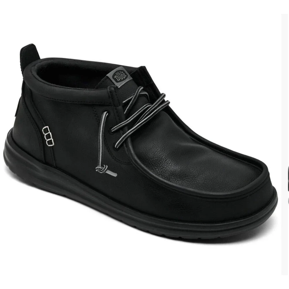 Hey Dude Men's Wally Mid Work Athletic Casual Sneakers BLACK NEW SZ 14